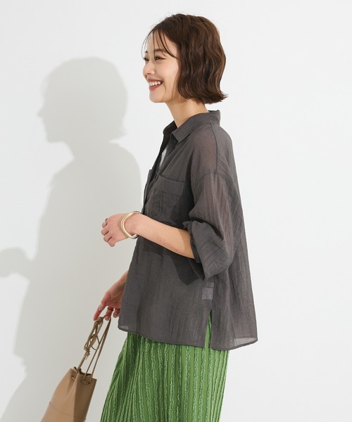 CRAFT STANDARD BOUTIQUE（クラフトスタンダードブティック）の「シアーシャツ◆（シャツ/ブラウス・レディース・ホワイト/ブラウン/チャコールグレー・FREE）」の20枚目の写真