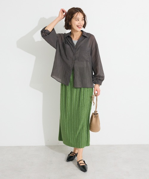 CRAFT STANDARD BOUTIQUE（クラフトスタンダードブティック）の「シアーシャツ◆（シャツ/ブラウス・レディース・ホワイト/ブラウン/チャコールグレー・FREE）」の22枚目の写真