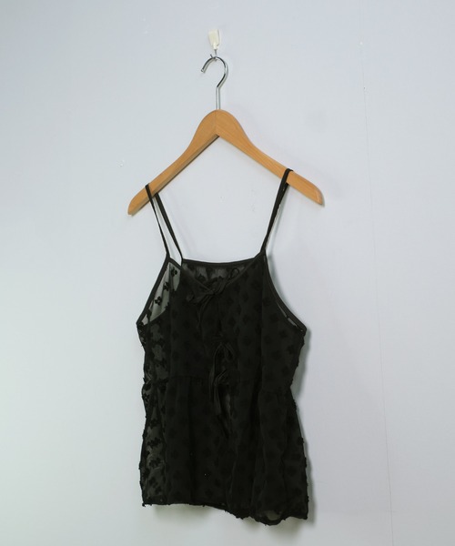 ビスチェ キャミ レース 花柄 リボン シースルー カップなし