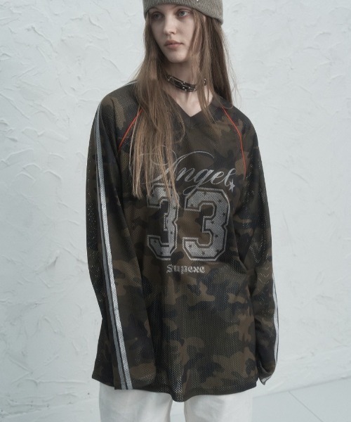 ★SETUP-EXE★V-NECK MESH SPORTS T / CAMO★正規品/韓国送料込 SETUP‐EXE】V-NECK MESH SPORTS T | OUR BRAND,SETUP-EXE