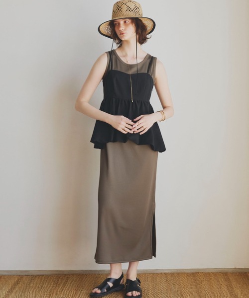 セール】リブ2WAYノースリーブワンピース（ワンピース）｜DOUX