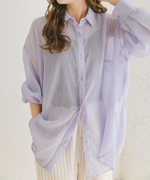 ITEMS URBANRESEARCH(アイテムズ アーバンリサーチ)の「ヨウリュウシアービッグシャツ(シャツ/ブラウス・レディース・ラベンダー/オフホワイト/ブラック・FREE)」の22枚目の写真
