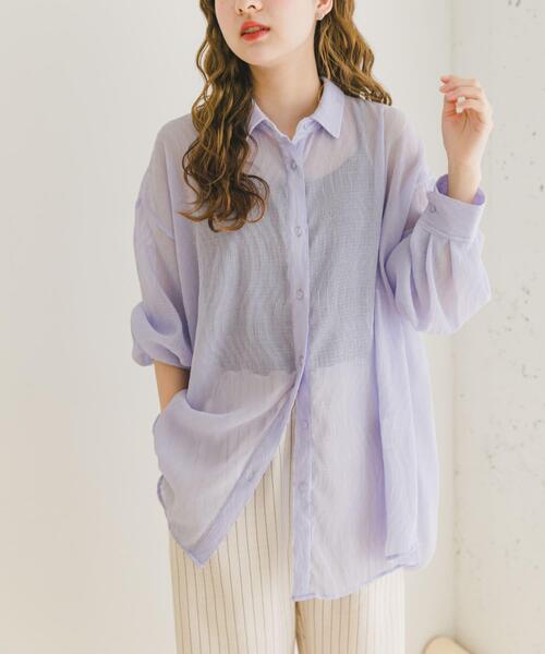 ITEMS URBANRESEARCH(アイテムズ アーバンリサーチ)の「ヨウリュウシアービッグシャツ(シャツ/ブラウス・レディース・ラベンダー/オフホワイト/ブラック・FREE)」の11枚目の写真