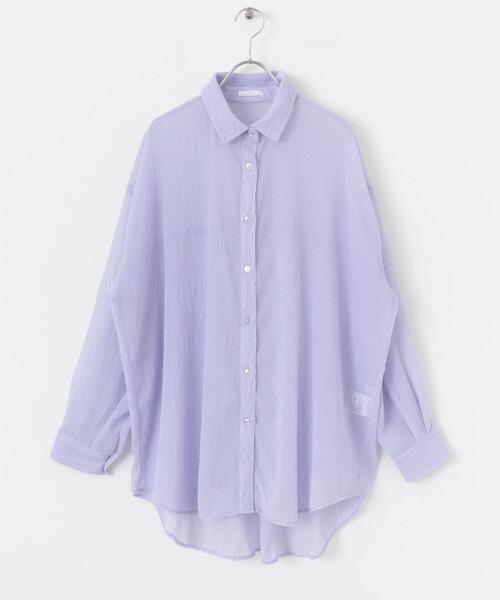 ITEMS URBANRESEARCH(アイテムズ アーバンリサーチ)の「ヨウリュウシアービッグシャツ(シャツ/ブラウス・レディース・ラベンダー/オフホワイト/ブラック・FREE)」の16枚目の写真