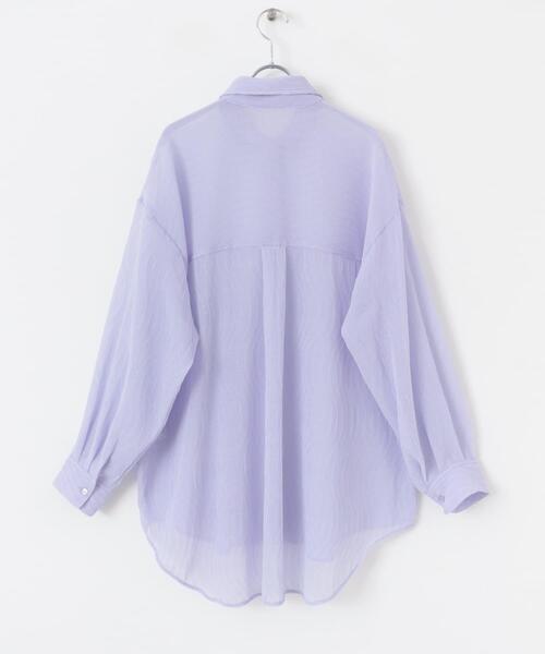 ITEMS URBANRESEARCH(アイテムズ アーバンリサーチ)の「ヨウリュウシアービッグシャツ(シャツ/ブラウス・レディース・ラベンダー/オフホワイト/ブラック・FREE)」の8枚目の写真