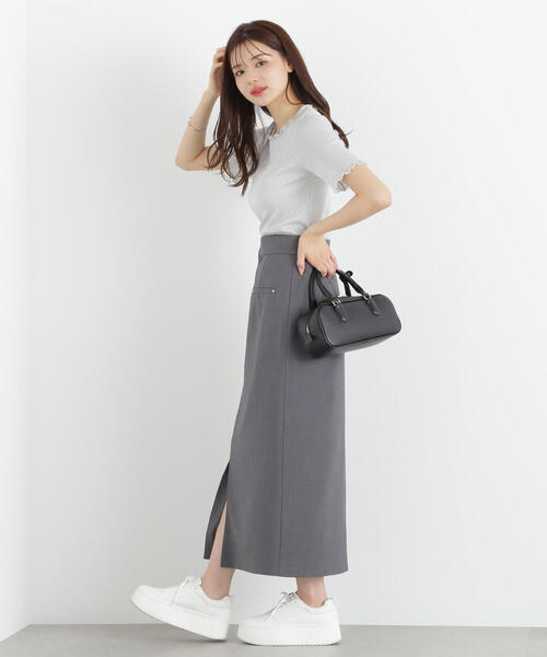 PROPORTION BODY DRESSING（プロポーションボディドレッシング）の「前スリットナロースカート / 1215120601（スカート・レディース・ダークグレー/ピンク/ベージュ・SMALL/MEDIUM/XS）」の18枚目の写真