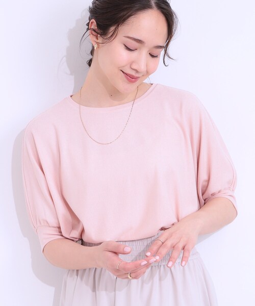 DRESKIP(ドレスキップ)の「【ひんやり/UV】ほんのりラメで大人上品 お袖リブ ドルマントップス(Tシャツ/カットソー・レディース・オフホワイト/グレー/ピンク/サックスブルー/イエロー系その他/ブラック・00)」の6枚目の写真