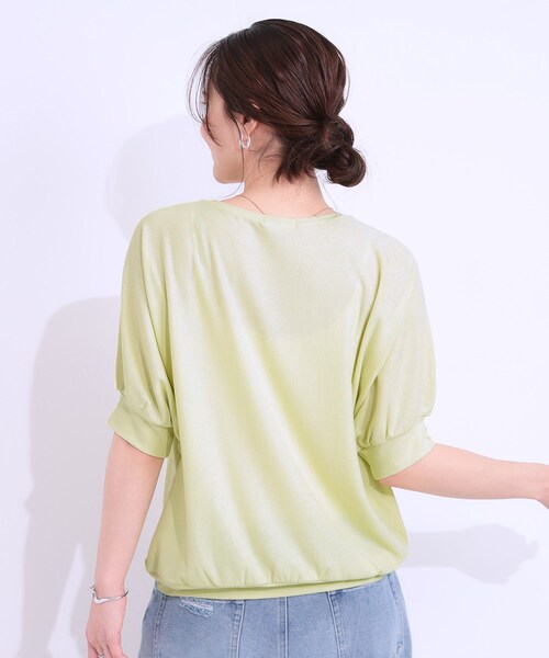 DRESKIP(ドレスキップ)の「【ひんやり/UV】ほんのりラメで大人上品 お袖リブ ドルマントップス(Tシャツ/カットソー・レディース・オフホワイト/グレー/ピンク/サックスブルー/イエロー系その他/ブラック・00)」の8枚目の写真