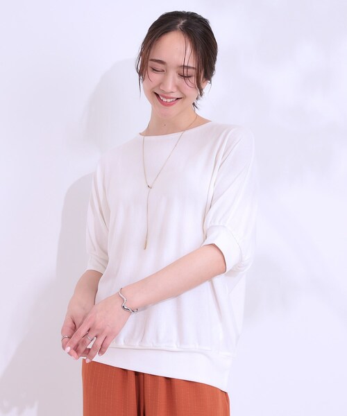 DRESKIP(ドレスキップ)の「【ひんやり/UV】ほんのりラメで大人上品 お袖リブ ドルマントップス(Tシャツ/カットソー・レディース・オフホワイト/グレー/ピンク/サックスブルー/イエロー系その他/ブラック・00)」の11枚目の写真