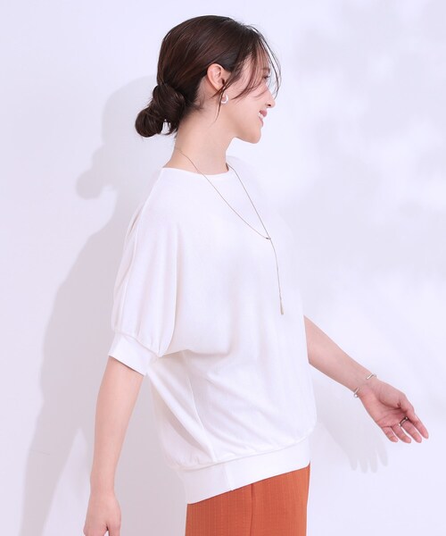 DRESKIP(ドレスキップ)の「【ひんやり/UV】ほんのりラメで大人上品 お袖リブ ドルマントップス(Tシャツ/カットソー・レディース・オフホワイト/グレー/ピンク/サックスブルー/イエロー系その他/ブラック・00)」の12枚目の写真