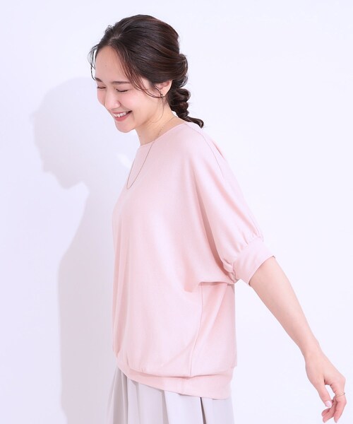DRESKIP(ドレスキップ)の「【ひんやり/UV】ほんのりラメで大人上品 お袖リブ ドルマントップス(Tシャツ/カットソー・レディース・オフホワイト/グレー/ピンク/サックスブルー/イエロー系その他/ブラック・00)」の16枚目の写真