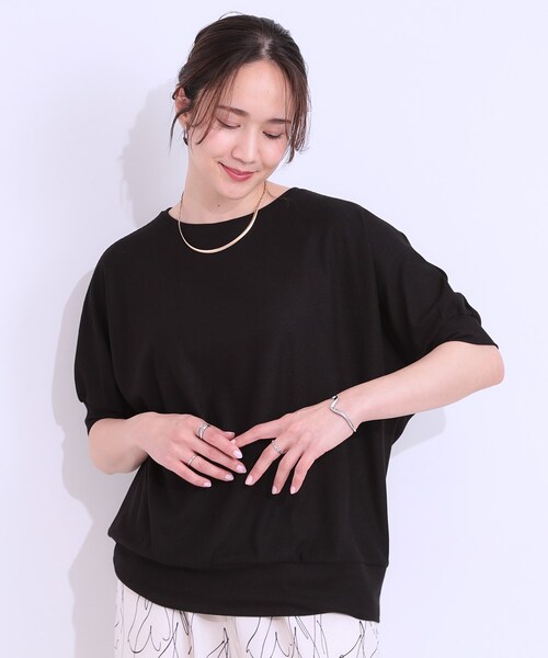 DRESKIP(ドレスキップ)の「【ひんやり/UV】ほんのりラメで大人上品 お袖リブ ドルマントップス(Tシャツ/カットソー・レディース・オフホワイト/グレー/ピンク/サックスブルー/イエロー系その他/ブラック・00)」の19枚目の写真