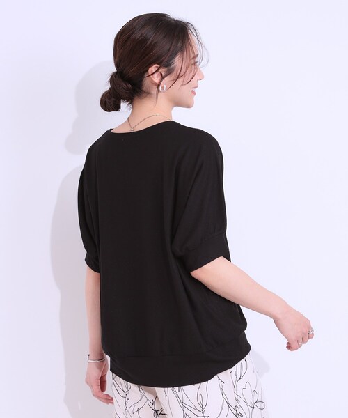 DRESKIP(ドレスキップ)の「【ひんやり/UV】ほんのりラメで大人上品 お袖リブ ドルマントップス(Tシャツ/カットソー・レディース・オフホワイト/グレー/ピンク/サックスブルー/イエロー系その他/ブラック・00)」の20枚目の写真