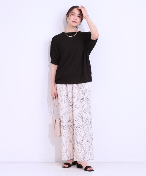DRESKIP(ドレスキップ)の「【ひんやり/UV】ほんのりラメで大人上品 お袖リブ ドルマントップス(Tシャツ/カットソー・レディース・オフホワイト/グレー/ピンク/サックスブルー/イエロー系その他/ブラック・00)」の21枚目の写真