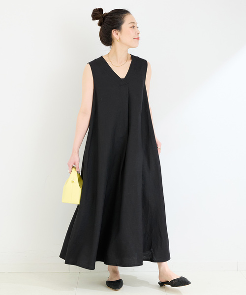 B.C STOCK(ベーセーストック)の「《追加5》手洗い可 / リネンレーヨンスリーブレスワンピース(ワンピース・レディース・サックスブルー/ブラック/コバルトブルー/ブラウン/レッド・MEDIUM/SMALL)」の11枚目の写真