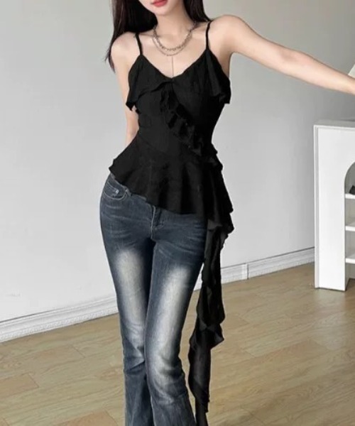 セール】フリルアシンメトリーキャミ（キャミソール）｜ampm（エーエム