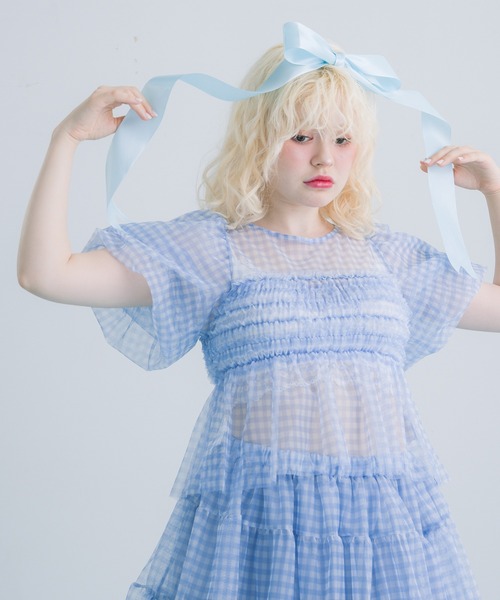 gingham check sheer blouse/ギンガムチェックシアーブラウス