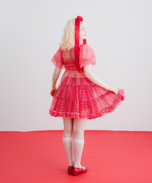 gingham check sheer blouse/ギンガムチェックシアーブラウス
