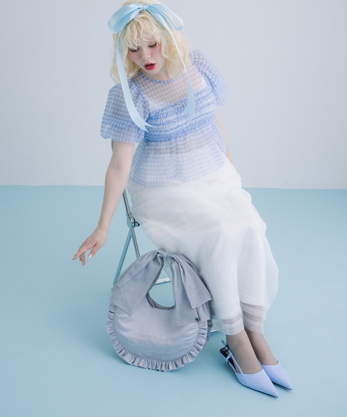 gingham check sheer blouse/ギンガムチェックシアーブラウス