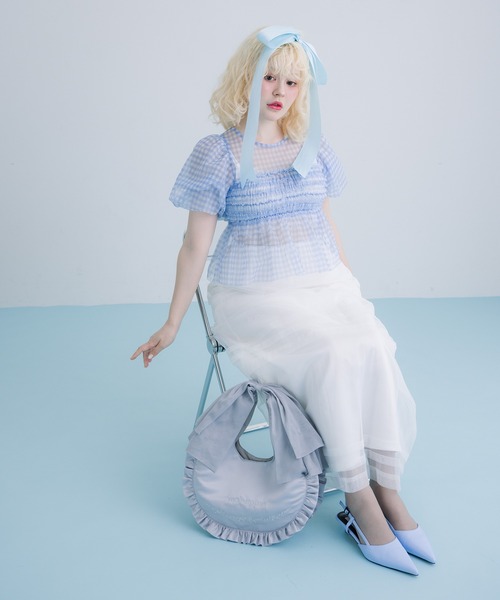 gingham check sheer blouse/ギンガムチェックシアーブラウス