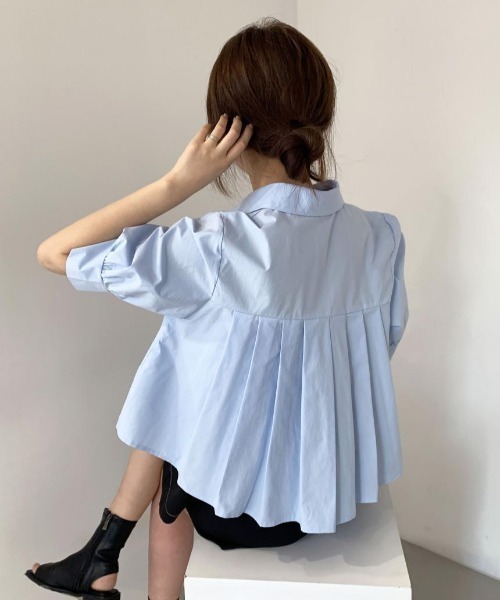 SHEPP(シープ)の「バックプリーツシャツ(シャツ/ブラウス・レディース・ホワイト/サックスブルー/ライトイエロー・F)」の3枚目の写真