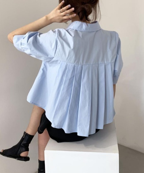 SHEPP(シープ)の「バックプリーツシャツ(シャツ/ブラウス・レディース・ホワイト/サックスブルー/ライトイエロー・F)」の7枚目の写真