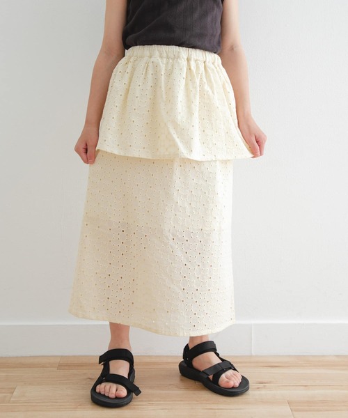URBAN RESEARCH DOORS（アーバンリサーチドアーズ）の「コットンレースティアードスカート(KIDS)（スカート・キッズ・アイボリー/パープル・120/105/135）」の3枚目の写真