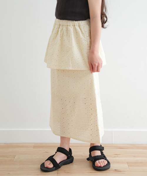 URBAN RESEARCH DOORS（アーバンリサーチドアーズ）の「コットンレースティアードスカート(KIDS)（スカート・キッズ・アイボリー/パープル・120/105/135）」の4枚目の写真