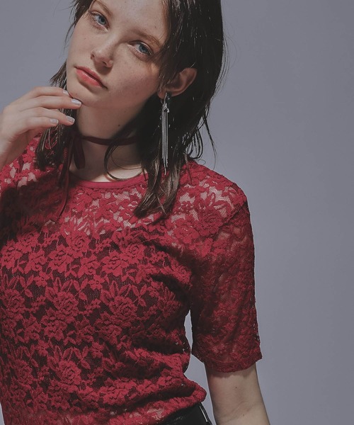 HARE(ハレ)の「2WAYリボンデザインレーストップス(HARE)(Tシャツ/カットソー・レディース・ブラック/ライトブルー/レッド・FREE)」の1枚目の写真