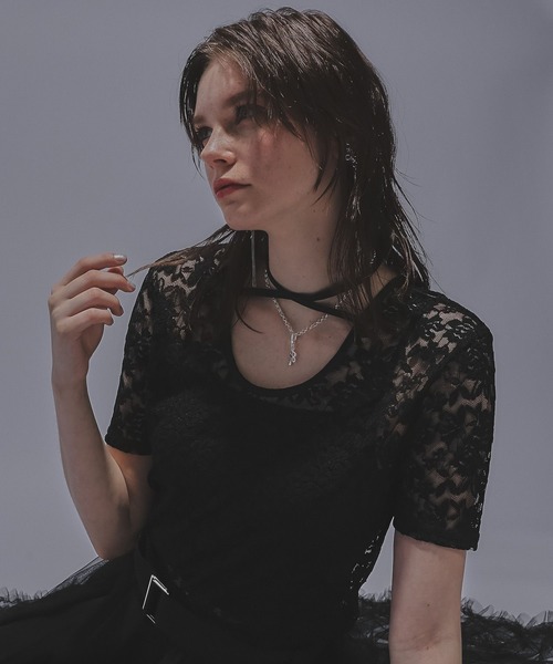 HARE(ハレ)の「2WAYリボンデザインレーストップス(HARE)(Tシャツ/カットソー・レディース・ブラック/ライトブルー/レッド・FREE)」の2枚目の写真