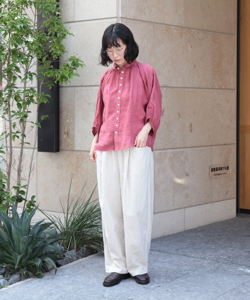 Brocante ブロカント リネン キャンバスラグランシャツ ドルマンスリーブ Brocanteブロカント グランシャツ リネン麻100%ドルマンスリーブ