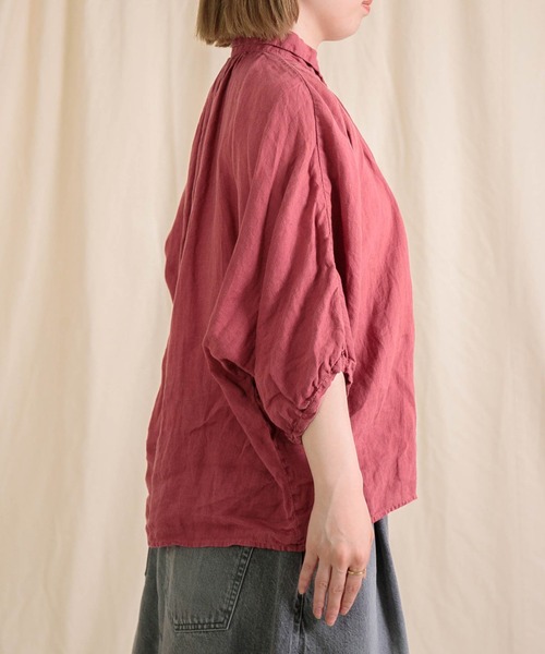Brocante（ブロカント）の「[Brocante / ブロカント] リネンキャンバス グランシャツ（シャツ/ブラウス・レディース・ローズ/ダークグリーン・2）」の13枚目の写真