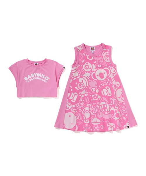 A BATHING APE(アベイシングエイプ)の「MILO ALL SAFARI TEE & DRESS SET(ワンピース・キッズ・サックスブルー/ピンク・120)」の2枚目の写真