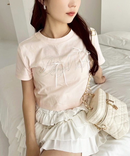 セール】ビジューリボンアソートT（Tシャツ/カットソー）｜one after