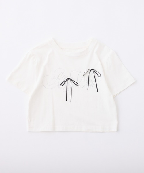 one after another NICE CLAUP(ワンアフターアナザーナイスクラップ)の「ビジューリボンアソートT(Tシャツ/カットソー・レディース・オフホワイト/ブラック/ピンク/ラベンダー・FREE)」の9枚目の写真