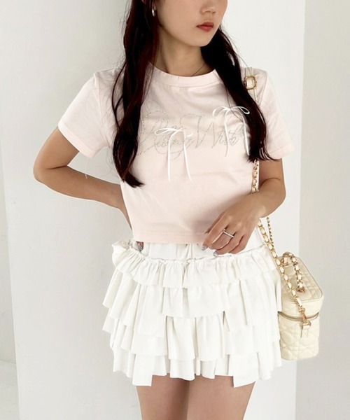 one after another NICE CLAUP(ワンアフターアナザーナイスクラップ)の「ビジューリボンアソートT(Tシャツ/カットソー・レディース・オフホワイト/ブラック/ピンク/ラベンダー・FREE)」の20枚目の写真