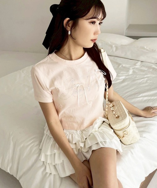 one after another NICE CLAUP(ワンアフターアナザーナイスクラップ)の「ビジューリボンアソートT(Tシャツ/カットソー・レディース・オフホワイト/ブラック/ピンク/ラベンダー・FREE)」の22枚目の写真