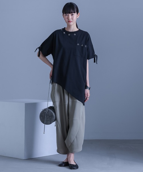 kOhAKU（コハク）の「【機能素材】『ハトメアシメカットソー』（Tシャツ/カットソー・レディース・ブラック/ライトグレー・FREE）」の16枚目の写真