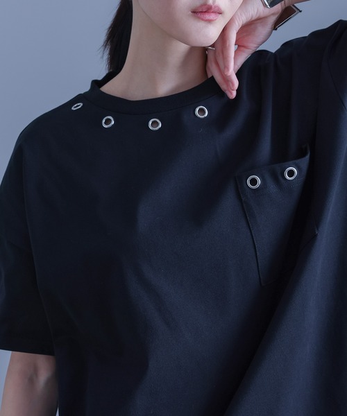 kOhAKU（コハク）の「【機能素材】『ハトメアシメカットソー』（Tシャツ/カットソー・レディース・ブラック/ライトグレー・FREE）」の18枚目の写真