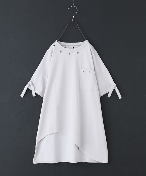 kOhAKU（コハク）の「【機能素材】『ハトメアシメカットソー』（Tシャツ/カットソー・レディース・ブラック/ライトグレー・FREE）」の4枚目の写真