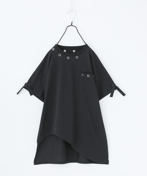 kOhAKU（コハク）の「【機能素材】『ハトメアシメカットソー』（Tシャツ/カットソー・レディース・ブラック/ライトグレー・FREE）」の3枚目の写真