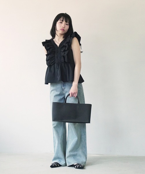 O'fmus(オフムス)の「【O'fmus】ラッフルフレアトップス ofmw25s063(その他トップス・レディース・ブラック/ホワイト・FREE)」の12枚目の写真