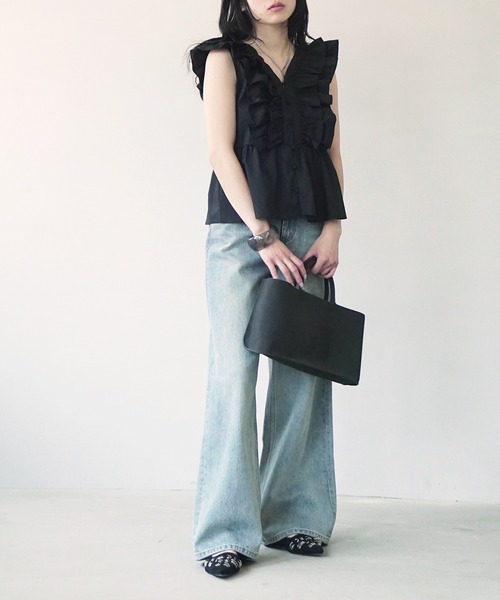 O'fmus(オフムス)の「【O'fmus】ラッフルフレアトップス ofmw25s063(その他トップス・レディース・ブラック/ホワイト・FREE)」の14枚目の写真