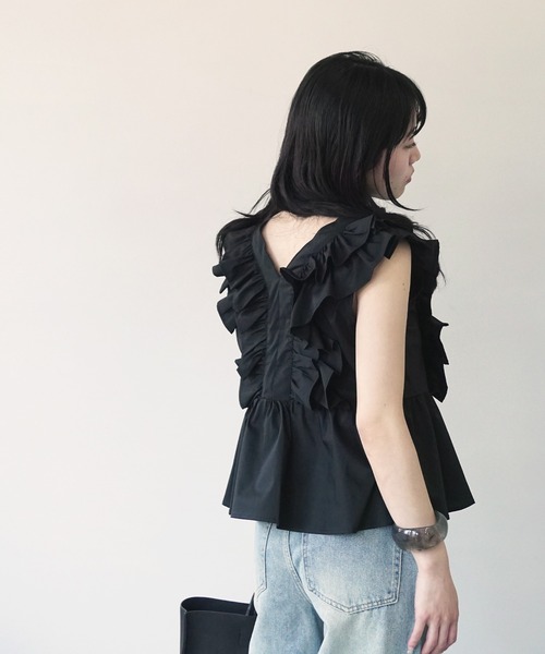O'fmus(オフムス)の「【O'fmus】ラッフルフレアトップス ofmw25s063(その他トップス・レディース・ブラック/ホワイト・FREE)」の16枚目の写真
