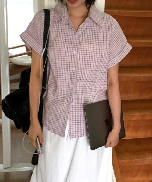 Vipoa(ヴィポア)の「roll up check shirt(シャツ/ブラウス・レディース・ホワイト/ピンク/アイボリー・FREE)」の22枚目の写真