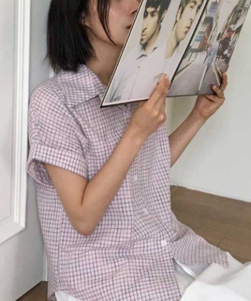 Vipoa(ヴィポア)の「roll up check shirt(シャツ/ブラウス・レディース・ホワイト/ピンク/アイボリー・FREE)」の12枚目の写真