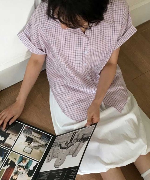 Vipoa(ヴィポア)の「roll up check shirt(シャツ/ブラウス・レディース・ホワイト/ピンク/アイボリー・FREE)」の13枚目の写真