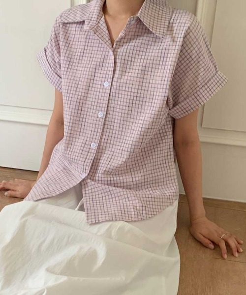 Vipoa(ヴィポア)の「roll up check shirt(シャツ/ブラウス・レディース・ホワイト/ピンク/アイボリー・FREE)」の15枚目の写真