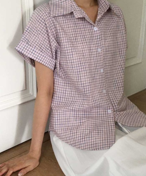 Vipoa(ヴィポア)の「roll up check shirt(シャツ/ブラウス・レディース・ホワイト/ピンク/アイボリー・FREE)」の16枚目の写真
