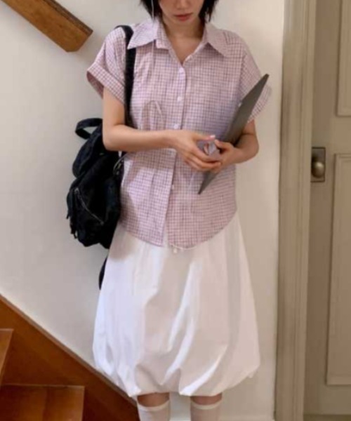 Vipoa(ヴィポア)の「roll up check shirt(シャツ/ブラウス・レディース・ホワイト/ピンク/アイボリー・FREE)」の17枚目の写真